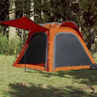 Namioty - vidaXL Namiot, 4-os., szaro-pomarańczowy, 240x221x160 cm, tafta 185T - miniaturka - grafika 1