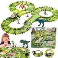 Klocki - Tor Wyścigowy Dinozaury Zestaw Park Przeszkód Autko Figurki Klocki 120El - miniaturka - grafika 1