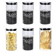 Pojemniki kuchenne - Pojemniki kuchenne szklane ZESTAW 6 szt na cukier HERMETYCZNE 810 ml STEEL - miniaturka - grafika 1