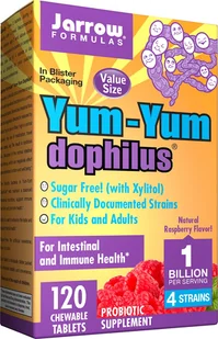 Jarrow Formulas Yum-Yum Dophilus 1 miliard (120 tab) do żucia malina Jarrow Formulas 1346-2159A - Witaminy i minerały - miniaturka - grafika 2