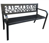 Ławki ogrodowe - Elior Ławka ogrodowa z metalowym stelażem i florystycznym zdobieniem - Happy 3X - miniaturka - grafika 1