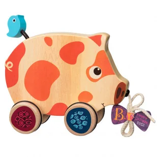 B. TOYS : DREWNIANA ŚWINKA DO CIĄGNIĘCIA NA SZNURKU - Figurki dla dzieci - miniaturka - grafika 1