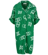 Koszule damskie - Długa koszula Szmizjerka Elegancka Modna NADRUK tunika - miniaturka - grafika 1