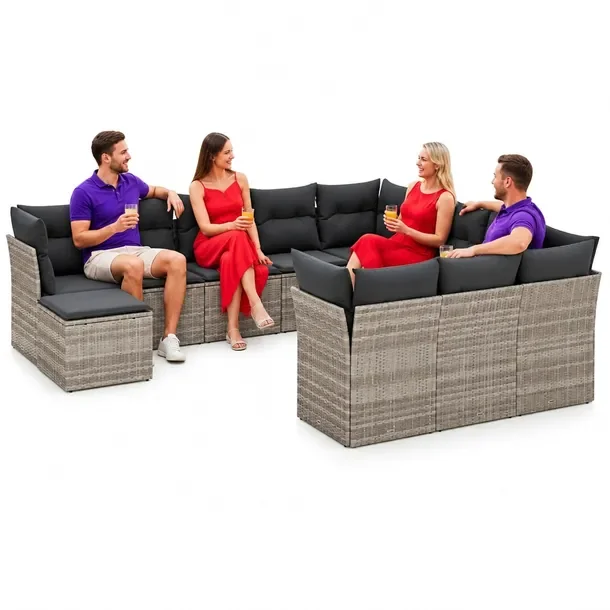 Zestaw mebli ogrodowych rattan PE jasnoszary 62x62x69 cm