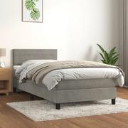 Łóżka - Łóżko kontynentalne z materacem, jasnoszare, aksamit, 100x200cm Lumarko! - miniaturka - grafika 1