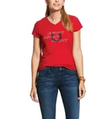 Koszulki jeździeckie - ARIAT Koszulka damska PUFF PRINT LOGO SS20 - weg red - miniaturka - grafika 1