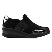 Slip on damskie - Botki slip on damskie Sergio Leone czarne - miniaturka - grafika 1