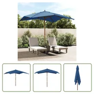 Parasole ogrodowe - The Living Store Parasol ogrodowy na drewnianym słupku - lazurowy - 300x300x273 cm - Parasol Ogrodowy - miniaturka - grafika 1