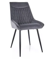 Krzesła - Krzesło Agat Velvet Czarny / Szary Bluvel 14 - miniaturka - grafika 1