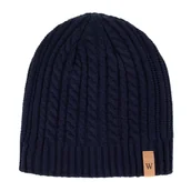 Czapki damskie - Męska czapka z logo w delikatny splot granatowa - miniaturka - grafika 1