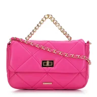 Torebki damskie - Damska torebka pikowana w kwadraty na łańcuszku mała różowa - miniaturka - grafika 1
