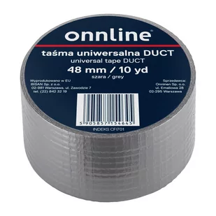Onnline Taśma uniwersalna DUCT 48mm/10YD szara - Taśmy izolacyjne i naprawcze - miniaturka - grafika 1