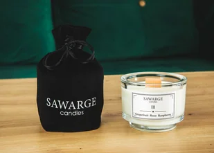 Świeca Zapachowa Sojowa No3 / Malina Róża Grejfruit 150g, drewniany knot, 35h/Sawarge Candles - Świece - miniaturka - grafika 1
