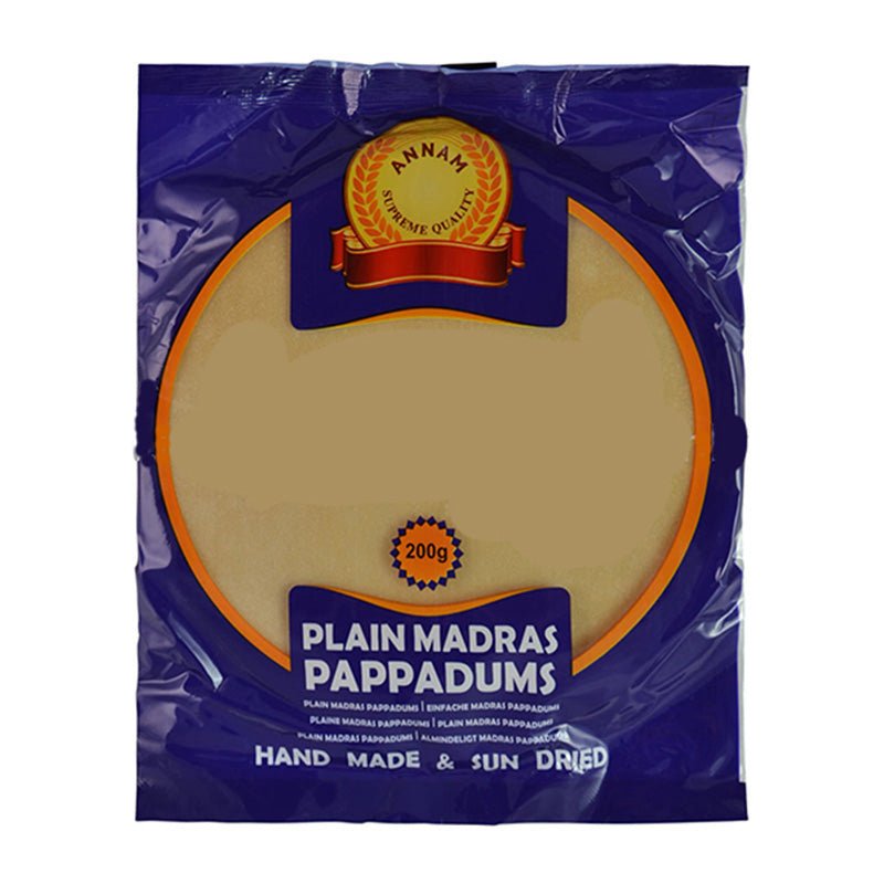 Papadams (pappadums) z soczewicy Annam Plain Madras Pappadums 150g