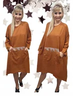 Bluzki damskie - 3220 sukienka tunika blink srebro cyrkonie kangurek sportowa 50 52 5xl 6xl - miniaturka - grafika 1