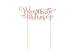 Topper na tort Wszystkiego najlepszego brokatowy różowe złoto - 1 szt. - Ciasta i półprodukty do ciast - miniaturka - grafika 1
