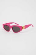 Okulary przeciwsłoneczne - Balenciaga okulary przeciwsłoneczne damskie kolor różowy - miniaturka - grafika 1