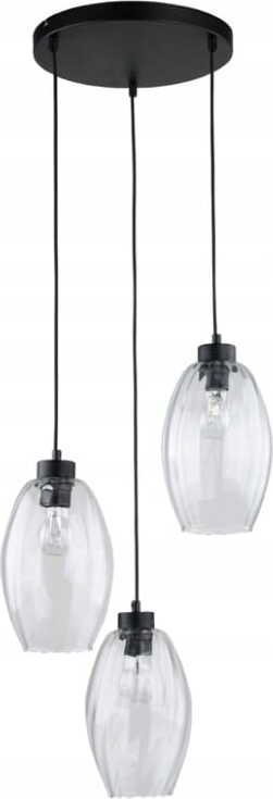 Lampa sufitowa wisząca 3xE27 120cm Czarna z 3 przezroczystymi kloszami