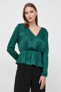 Bluzki damskie - Morgan bluzka damska kolor zielony gładka - grafika 1