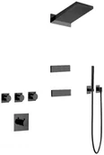 Baterie podtynkowe - Mexen Fall zestaw prysznicowy podtynkowy, czarny - 7602-04-70 - miniaturka - grafika 1