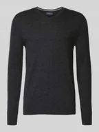 Swetry męskie - Sweter z dzianiny z mieszanki wełny z dekoltem w serek - miniaturka - grafika 1