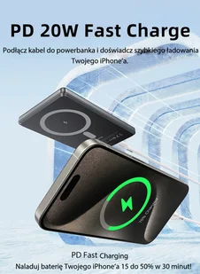 USAMS Powerbank indukcyjny 5000mAh 20W Fast Charge ciemnoszary/dark grey 10KCD22001 (US-CD220) - Powerbanki - miniaturka - grafika 10