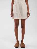 Spodenki damskie - Big Star Szorty Damskie Lniane W Prążek Beżowe Endasi 805 M - miniaturka - grafika 1