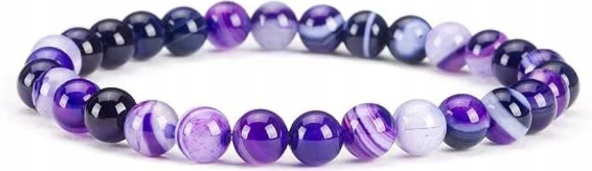 Fioletowa Bransoletka Kamień Regulowana Elastyczna Ręcznie Robiona