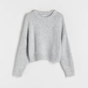 Swetry damskie - Reserved - Sweter z miękkiej dzianiny - Jasny szary - miniaturka - grafika 1