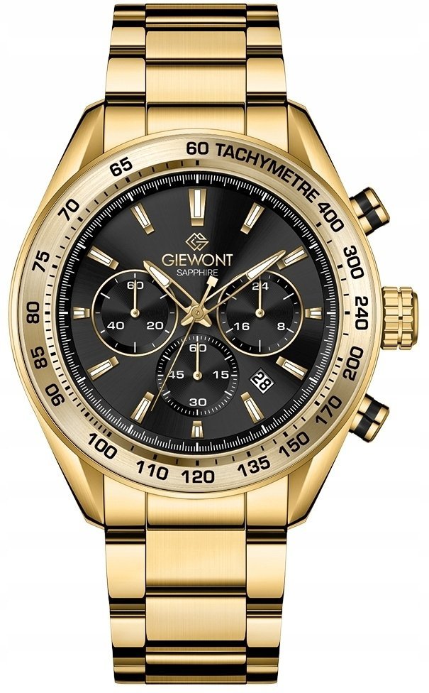 Zegarek Giewont Zegarek Męski Giewont Chronograph Sapphire Złoto Czarny GW9580-B4
