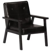 Fotele - vidaXL Fotel, czarny, 61x70x74 cm, prawdziwa skóra - miniaturka - grafika 1