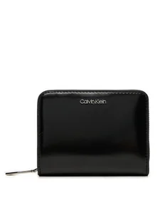 Calvin Klein Mały Portfel Damski Ck Must Medium Zip Around_Shiny K60K612847 Czarny - Portfele - miniaturka - grafika 1