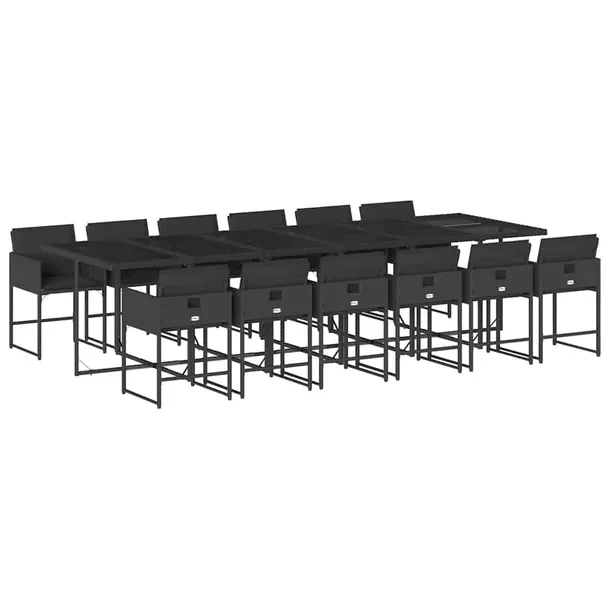 Zestaw mebli ogrodowych z rattanem PE, czarny, 330 x 106 x 73 cm