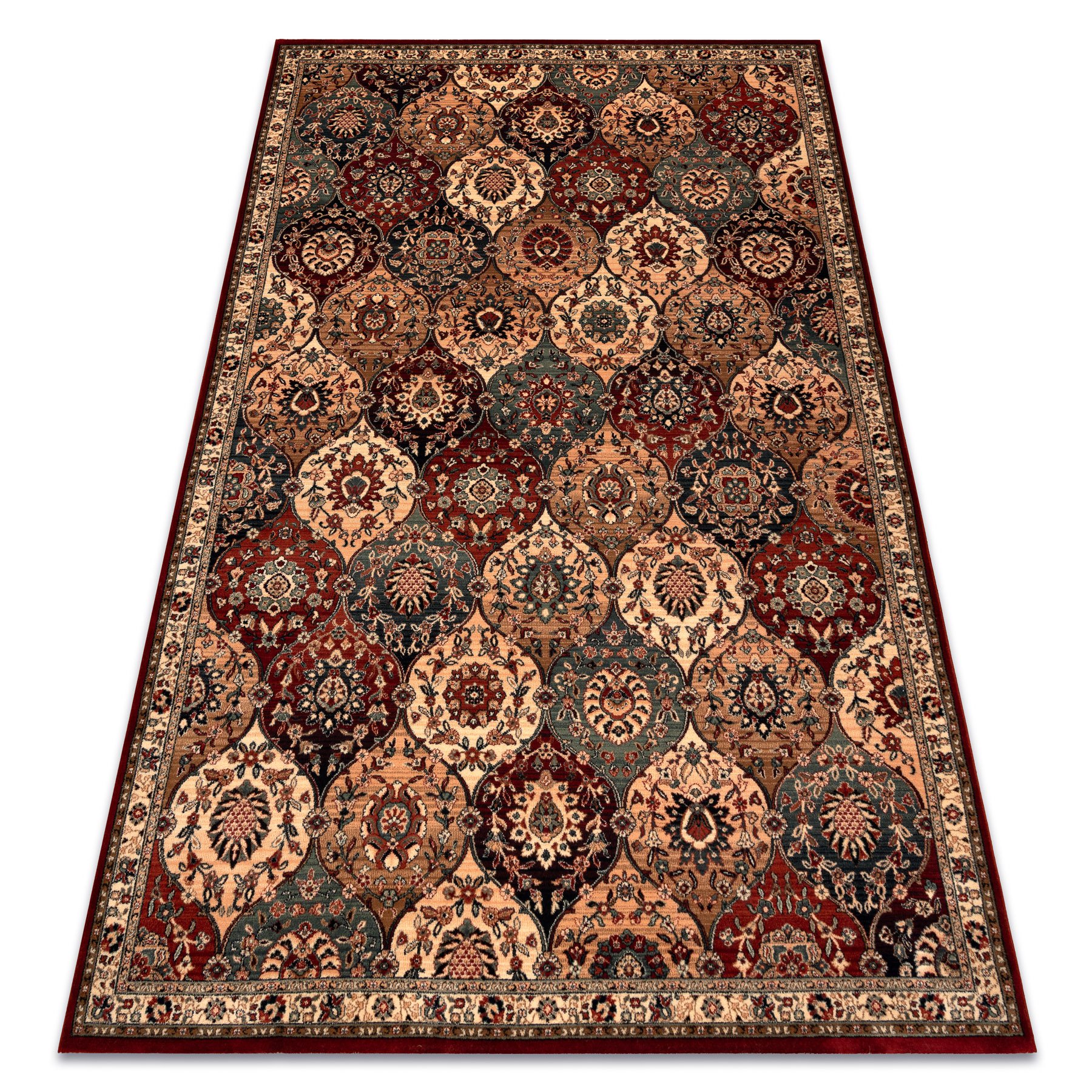 Dywan wełniany KASHQAI 4373 300 orientalny, koniczyna beż / bordo beżowy 200x300 cm