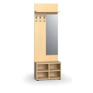 Meble do przedpokoju - Garderoba z szafką na buty i lustrem PRIMO WOOD, 3 haczyki, półka, brzoza - miniaturka - grafika 1