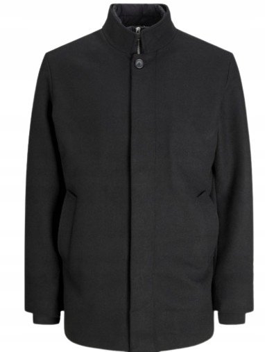JACK & JONES CZARNY KLASYCZNY PŁASZCZ Z WEŁNĄ ZAPINANY XL 1J9A