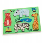 Układanki dla dzieci - Drewniane puzzle DZIKIE ZWIERZĘTA DJ01264 - miniaturka - grafika 1