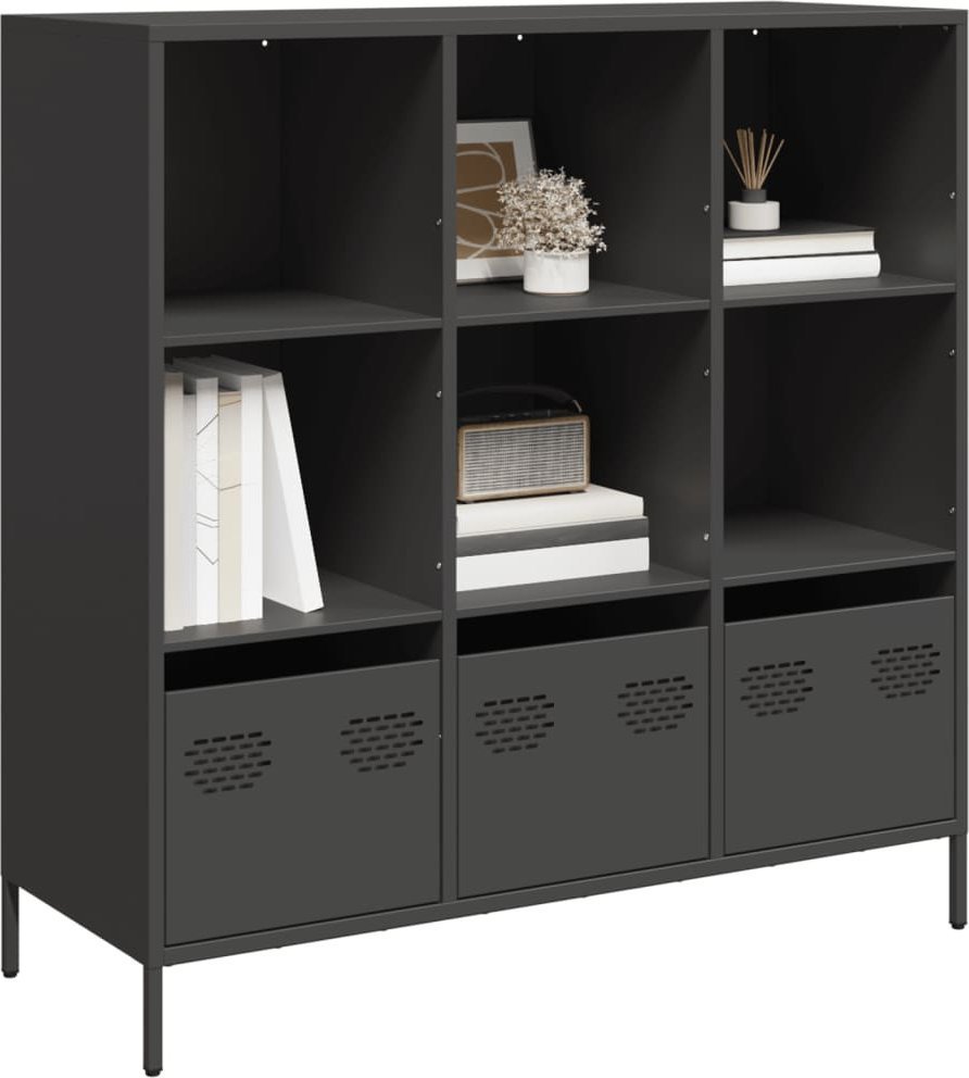vidaXL vidaXL Szafka, czarna, 101,5x39x103,5 cm, stal