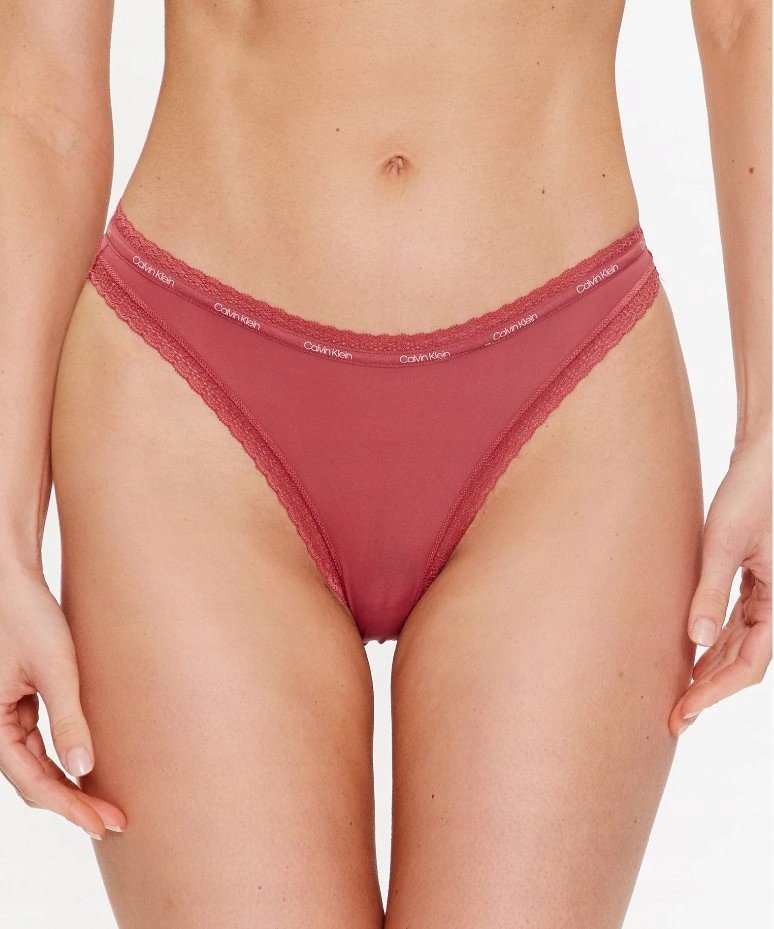 Calvin Klein Damskie Majtki Stringi Bordowe Z Koronką Xs 0Z5A1_A* Tia