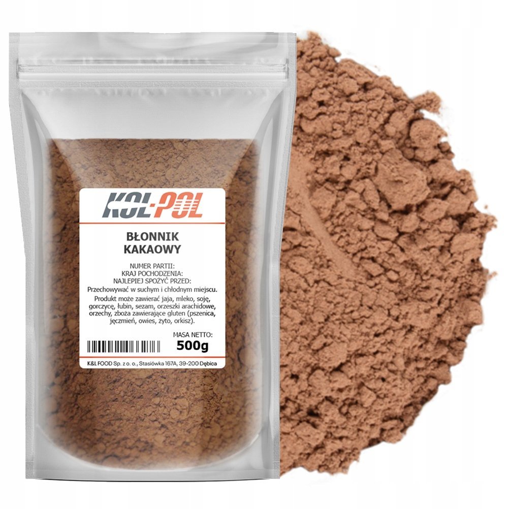 BŁONNIK KAKAOWY 500g Naturalny w proszku Keto wysoka jakość Kol-Pol
