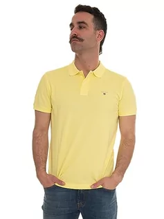 Koszulki męskie - GANT Oryginalna męska koszulka polo Pique SS Rugger, Clear Yellow, Standard, przezroczysty żółty, S - grafika 1