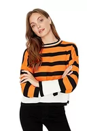 Bluzy damskie - Trendyol Damska bluza z okrągłym dekoltem z blokami kolorów, pomarańczowa, M, pomarańczowy - miniaturka - grafika 1