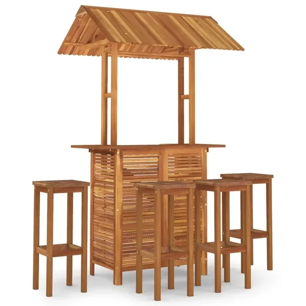 Zestaw mebli barowych z litego drewna akacjowego, 113 x 106 x 217 cm