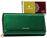 Portfele - Elegancki duży portfel damski na karty ochrona RFID Peterson, ciemnozielony - miniaturka - grafika 1