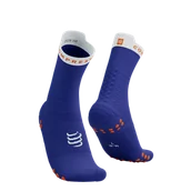 Skarpetki sportowe męskie - COMPRESSPORT Skarpetki do biegania wysokie PRORACING SOCKS V4 RUN HIGH dazz blue/white - miniaturka - grafika 1