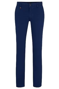 BOSS Męskie spodnie Schino-Slim D Slim-Fit z elastycznej satyny bawełnianej, ciemnoniebieskie 30/34, granatowy, 30W / 34L - Spodenki męskie - miniaturka - grafika 1
