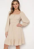Sukienki - Jasnobeżowa Sukienka Auxede - miniaturka - grafika 1