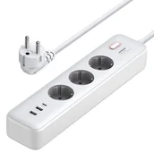 Listwy zasilające - Listwa zasilająca Ugreen CD286 3x AC 2x USB USB-C 30W 2m Biała - miniaturka - grafika 1