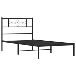 Metalowa rama łóżka z wezgłowiem, czarna, 80x200 cm Lumarko! - Łóżka - miniaturka - grafika 5