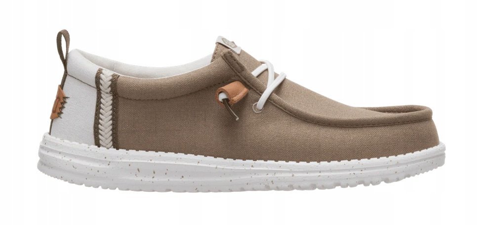 Buty Męskie Hey Dude Wally Summer Linen Mokasyny Na Lato Wsuwane Brązowe